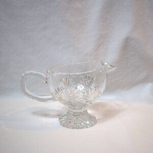 Vintage Heavy Lead Crystal Pineapple Star Gravy Boat Footed Pitcher